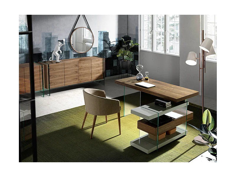 Bürotisch aus Nussbaum und Glas  3003 ANGEL CERDA
