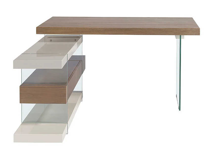 Schreibtisch aus grauem Holz und gehärtetem Glas mit Platte aus Walnussholz 3003 ANGEL CERDA