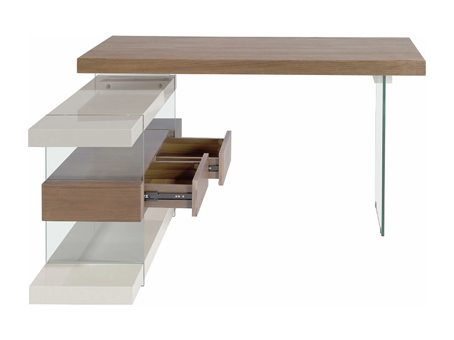 Schreibtisch aus grauem Holz und gehärtetem Glas mit Platte aus Walnussholz 3003 ANGEL CERDA