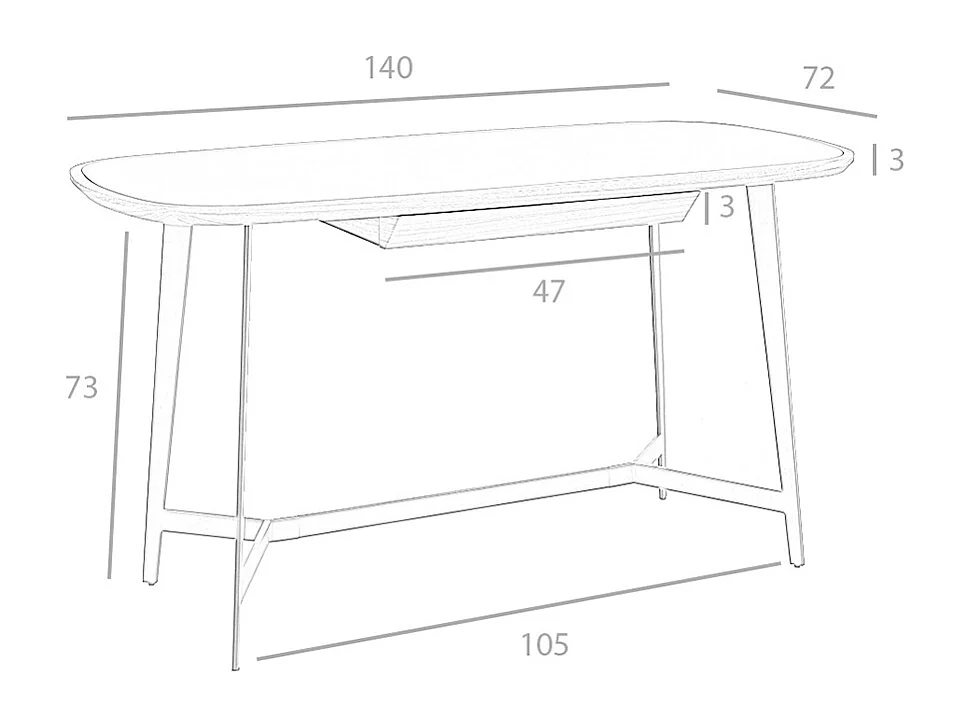 Schrijftafel walnoot en zwart staal met zwart glazen blad 3137 ANGEL CERDA