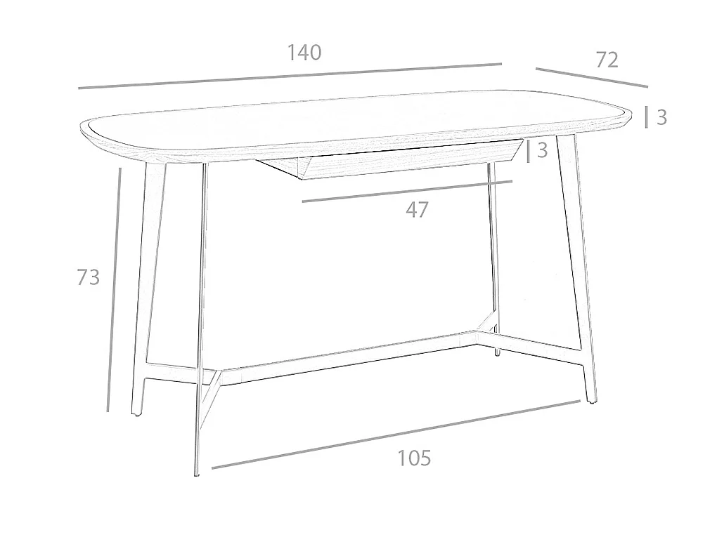 Bureau en noyer et acier noir avec plateau en verre noir 3137 ANGEL CERDA