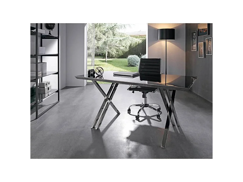Bureau avec plateau en verre trempé