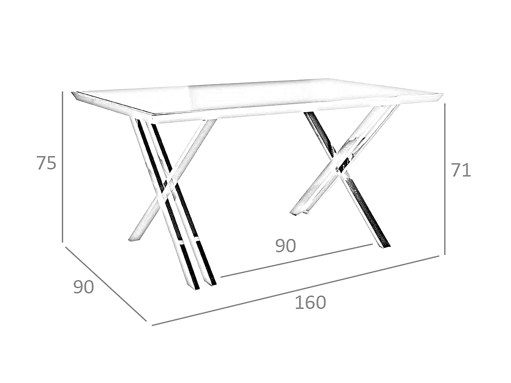 Bureau avec plateau en verre trempé