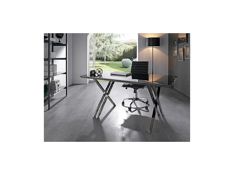 Bureau avec plateau en verre trempé