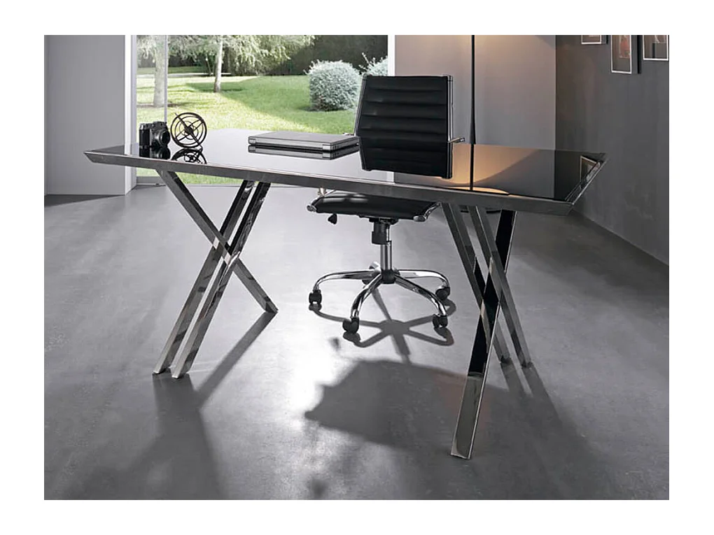 Bureau avec plateau en verre trempé
