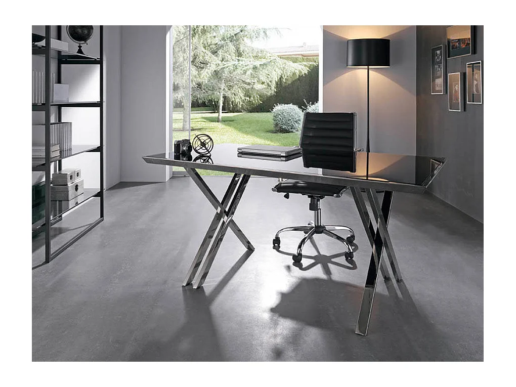 Bureau avec plateau en verre trempé