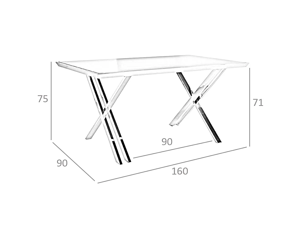 Bureau avec plateau en verre trempé
