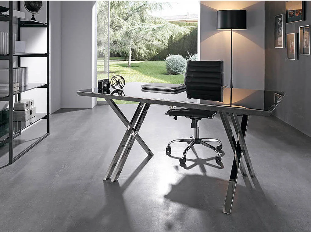 Bureau avec plateau en verre trempé