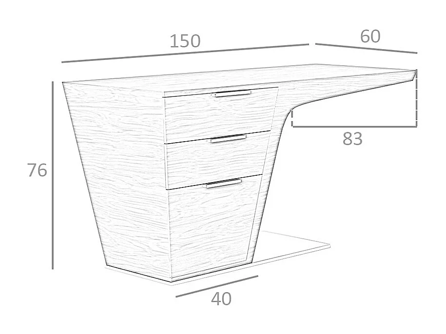 Walnoten bureau met verchroomd stalen onderstel 3012 ANGEL CERDA