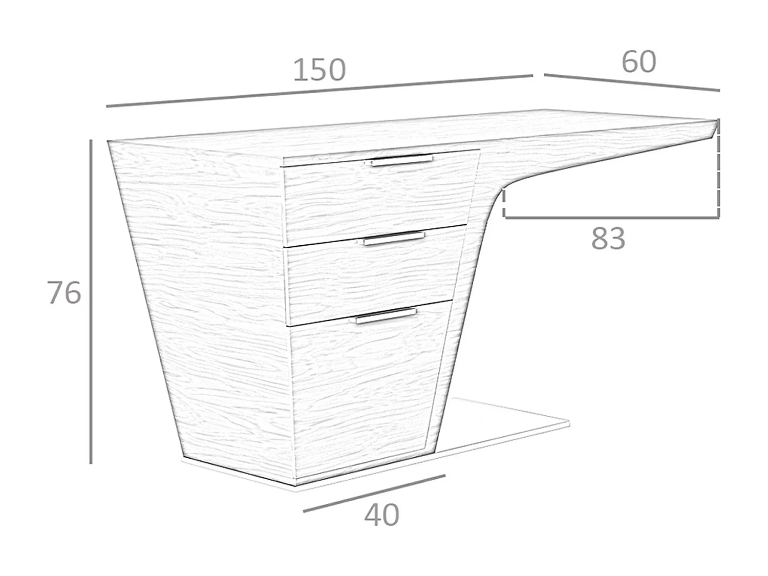 Bureau en noyer avec base en acier chromé 3012 ANGEL CERDA