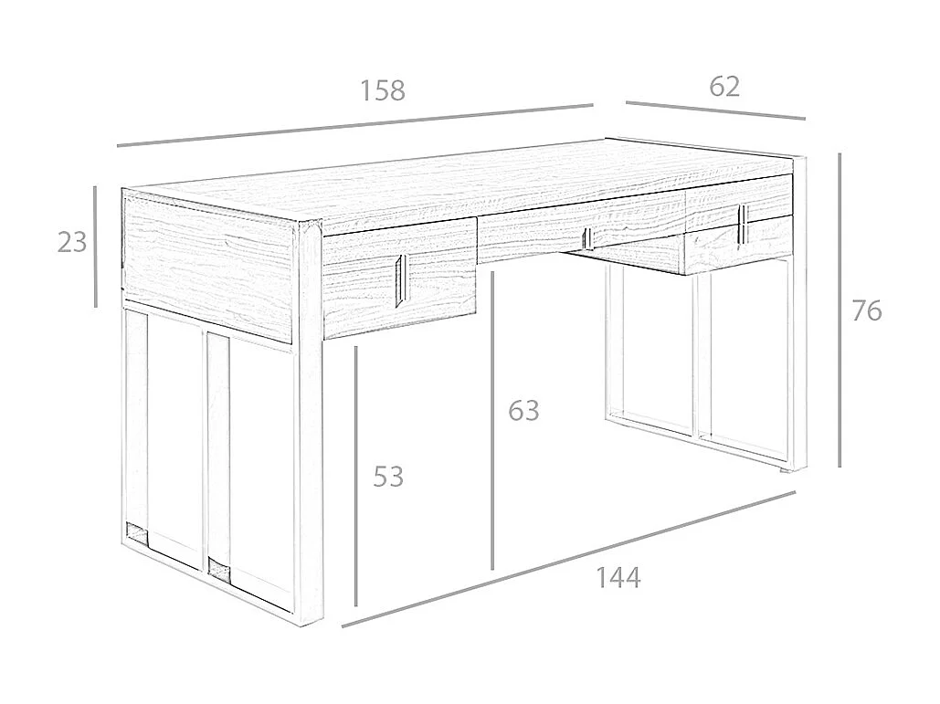 Bureau en noyer et acier chromé 3135 ANGEL CERDA