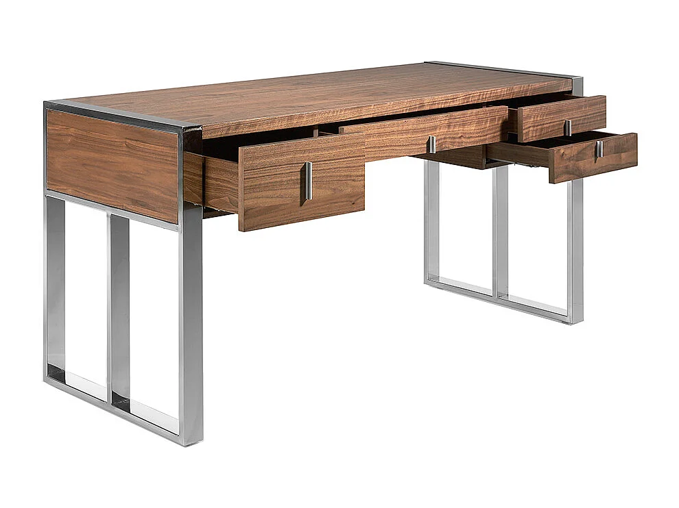 Schreibtisch aus Nussbaum und verchromtem Stahl 3135 ANGEL CERDA