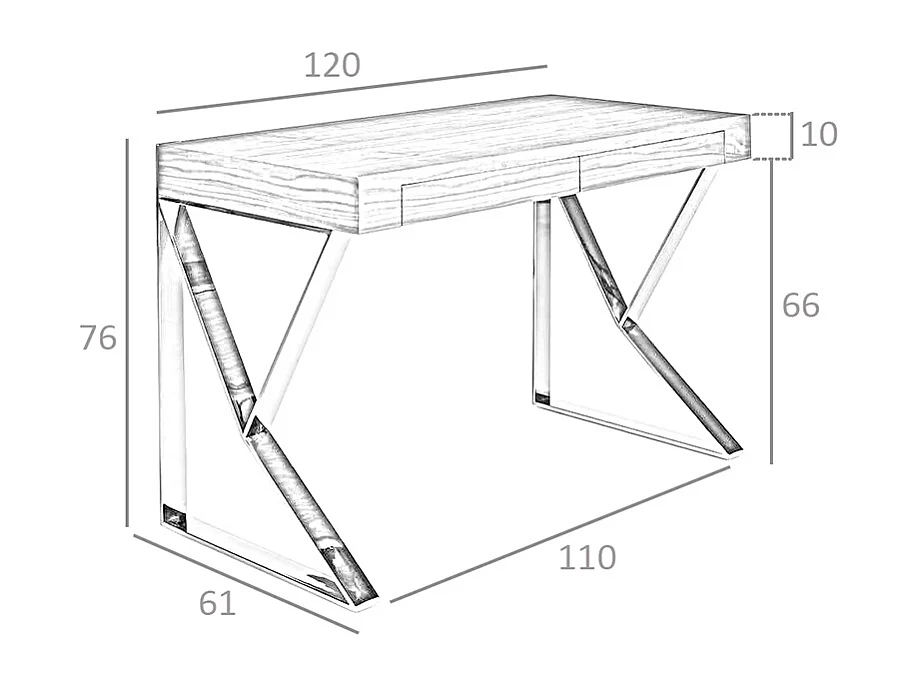 Bureau van walnoot en verchroomd staal 3015 ANGEL CERDA