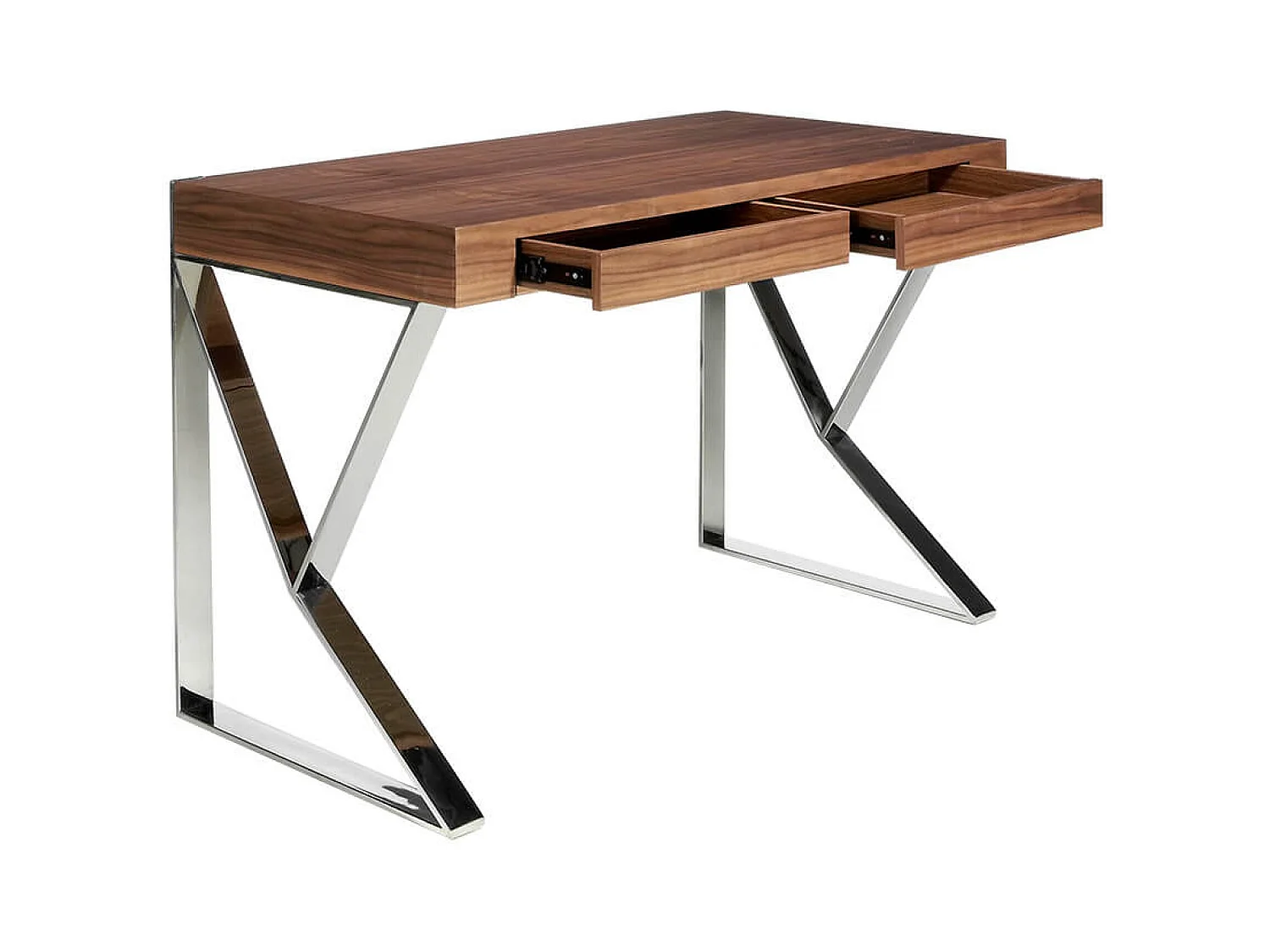 Bureau en bois de noyer et acier chromé 3015 ANGEL CERDA