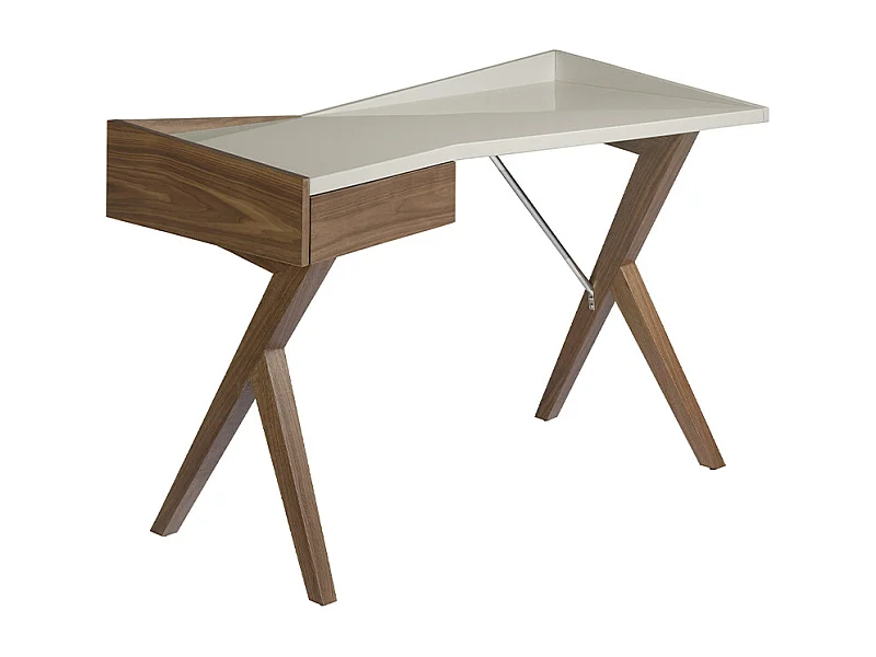 Scrivania da ufficio in legno di noce e piano laccato grigio perla   3018 ANGEL CERDA