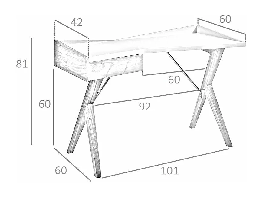 Orzechowe biurko z szarym drewnianym blatem