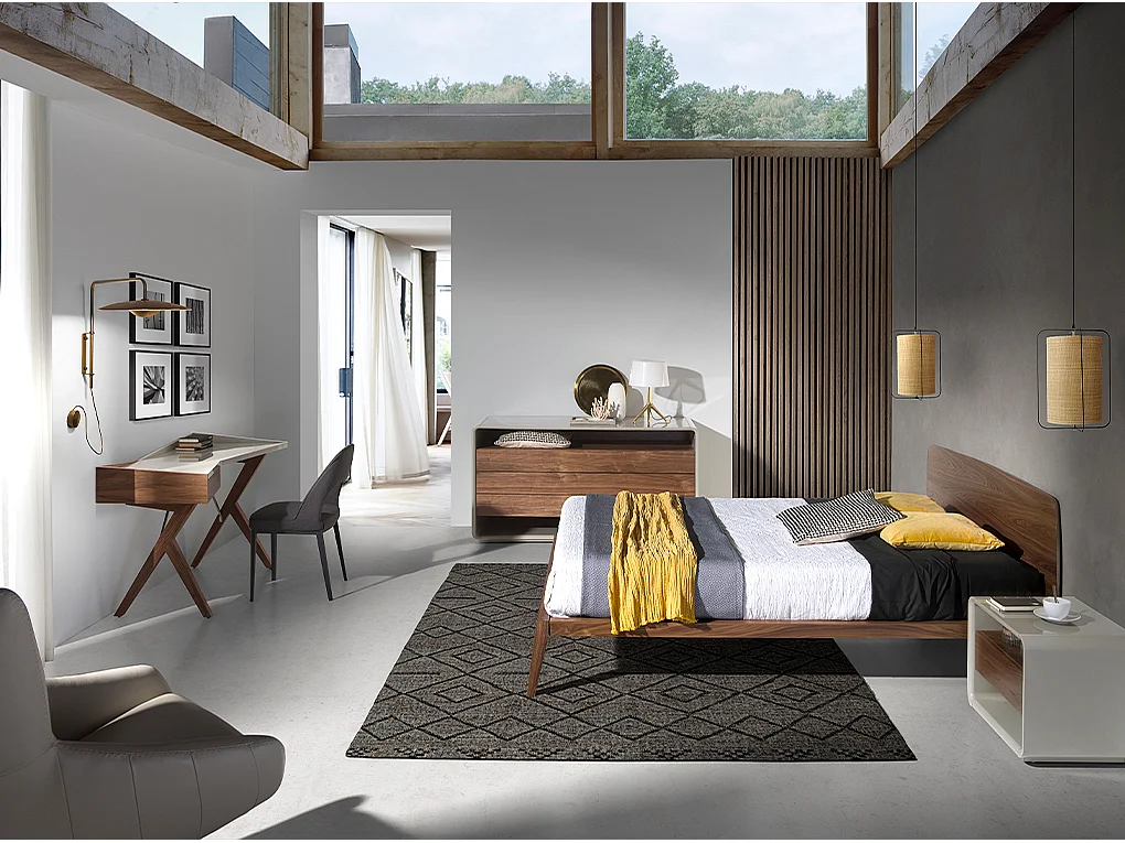 Bureau en noyer avec plateau en bois gris 3018 ANGEL CERDA