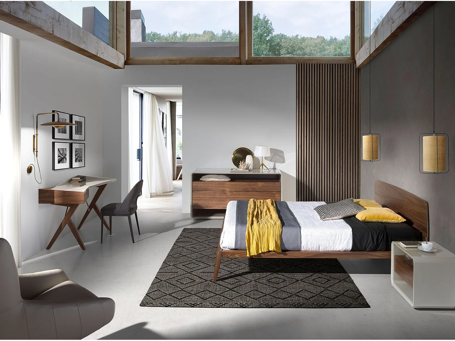 Bureau en noyer avec plateau en bois gris 3018 ANGEL CERDA