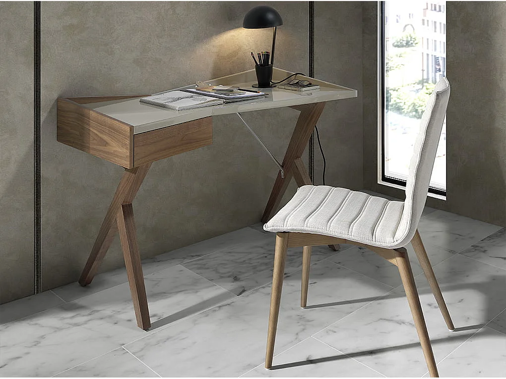 Bureau en noyer avec plateau en bois gris 3018 ANGEL CERDA