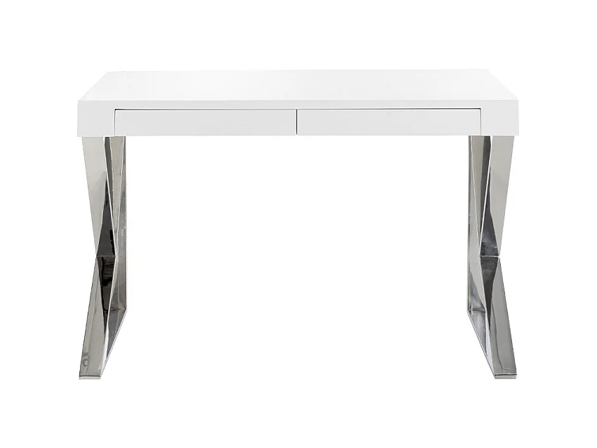 Biurko z białego drewna i chromowanej stali