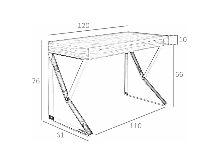 Biurko z białego drewna i chromowanej stali