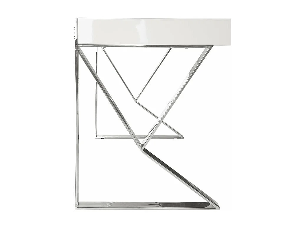 Biurko z białego drewna i chromowanej stali