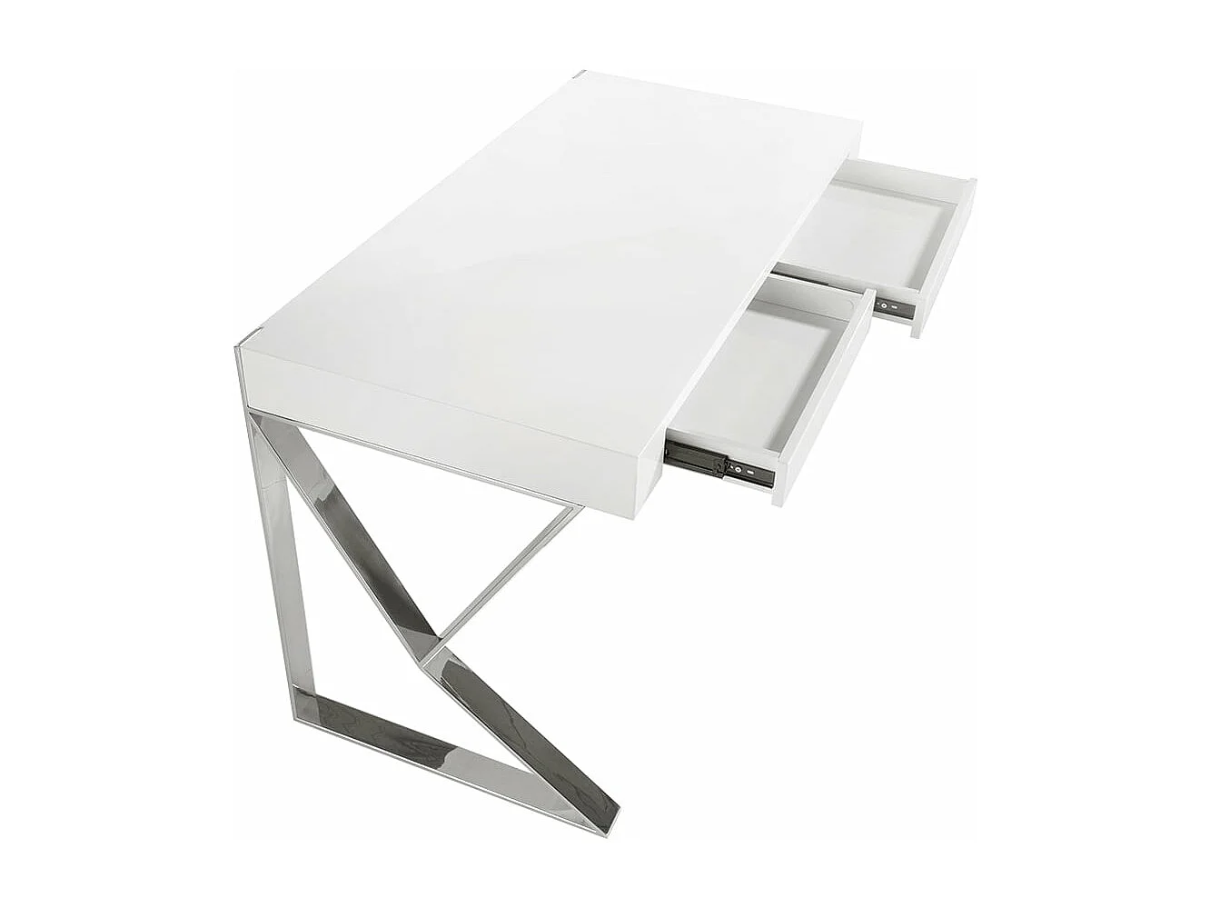 Biurko z białego drewna i chromowanej stali