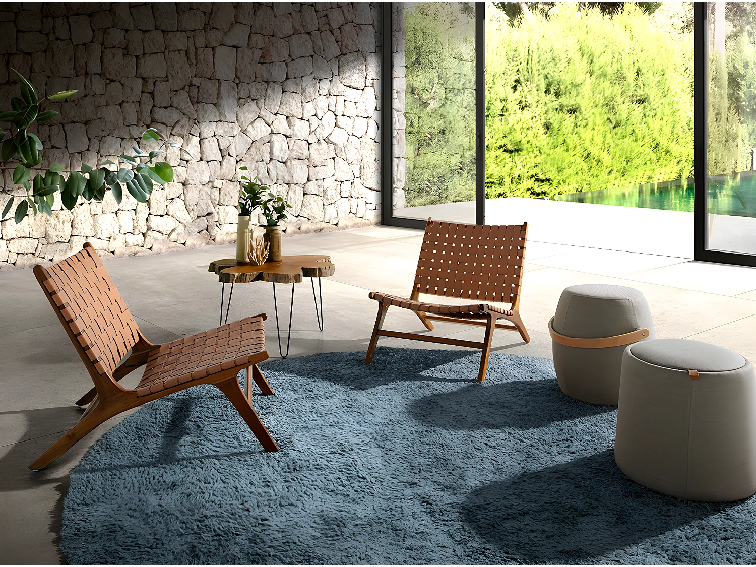 Puff rembourré en tissu gris 5074 ANGEL CERDA