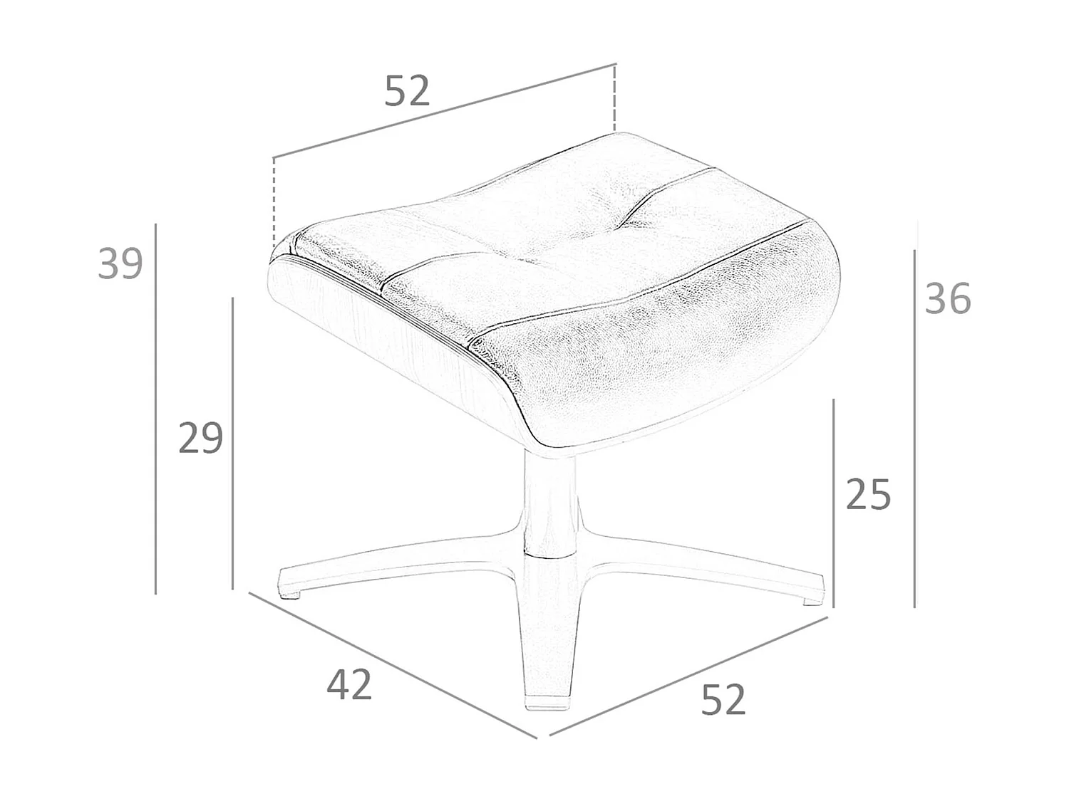 Chocoladebruin leren voetenbankje