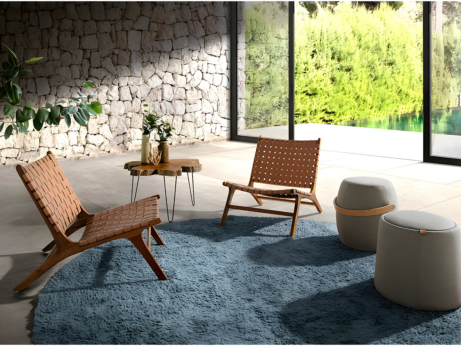 Puff rembourré en tissu gris 5073 ANGEL CERDA