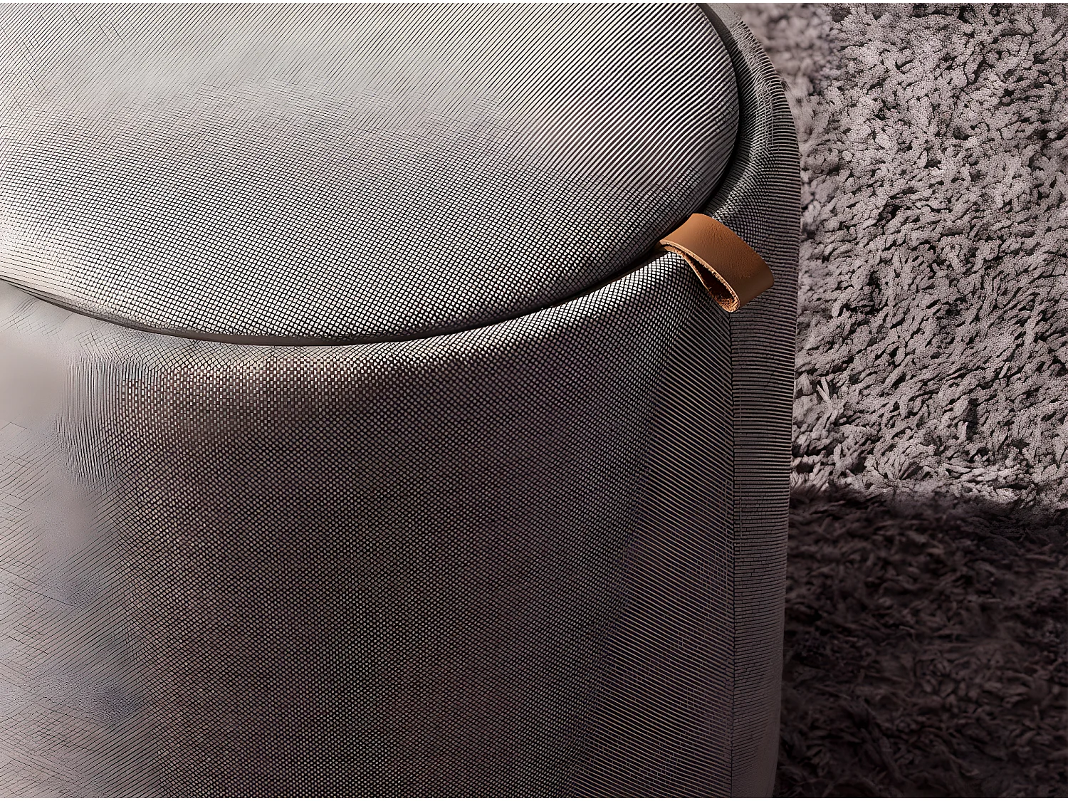 Puff rembourré en tissu gris 5073 ANGEL CERDA