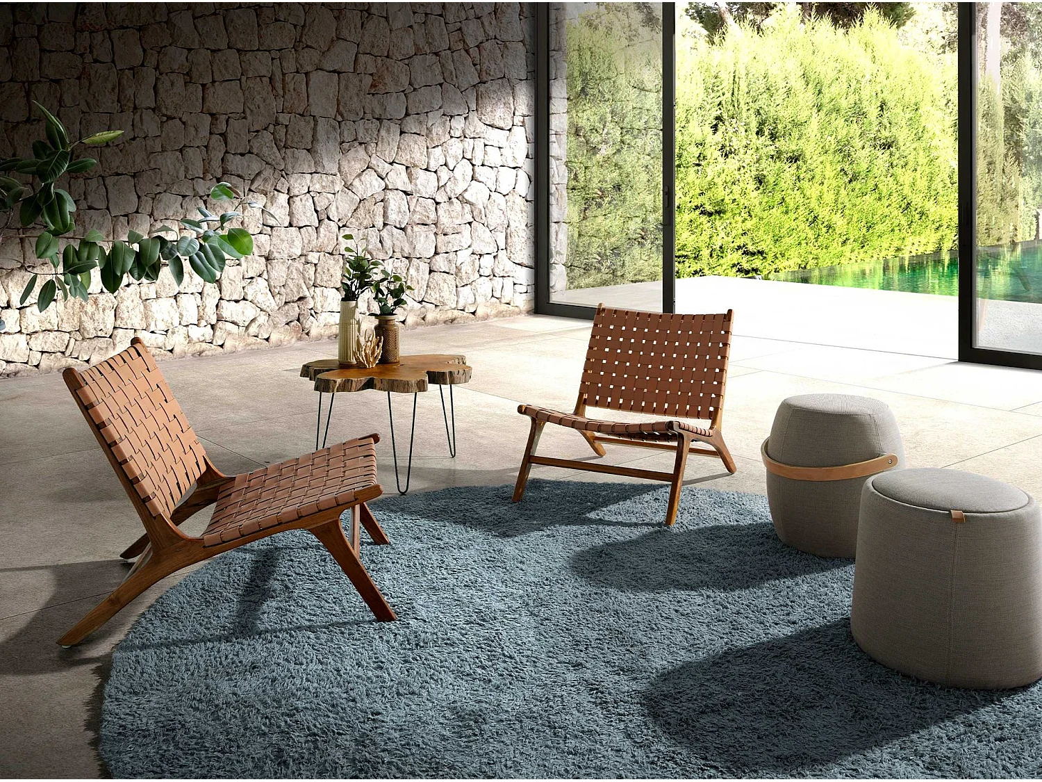 Pouf en tissu gris 5073 ANGEL CERDA