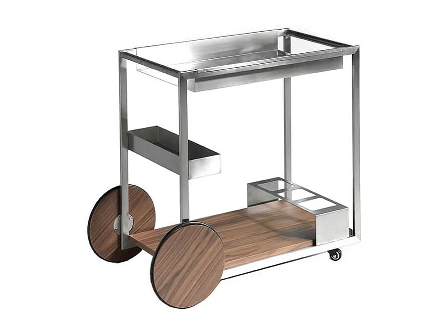 Chariot minibar en acier et noyer 3116 ANGEL CERDA