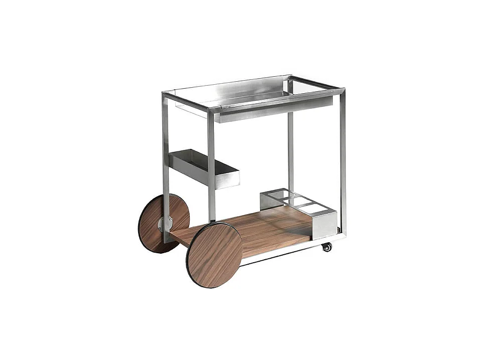 Chariot minibar en acier et noyer 3116 ANGEL CERDA