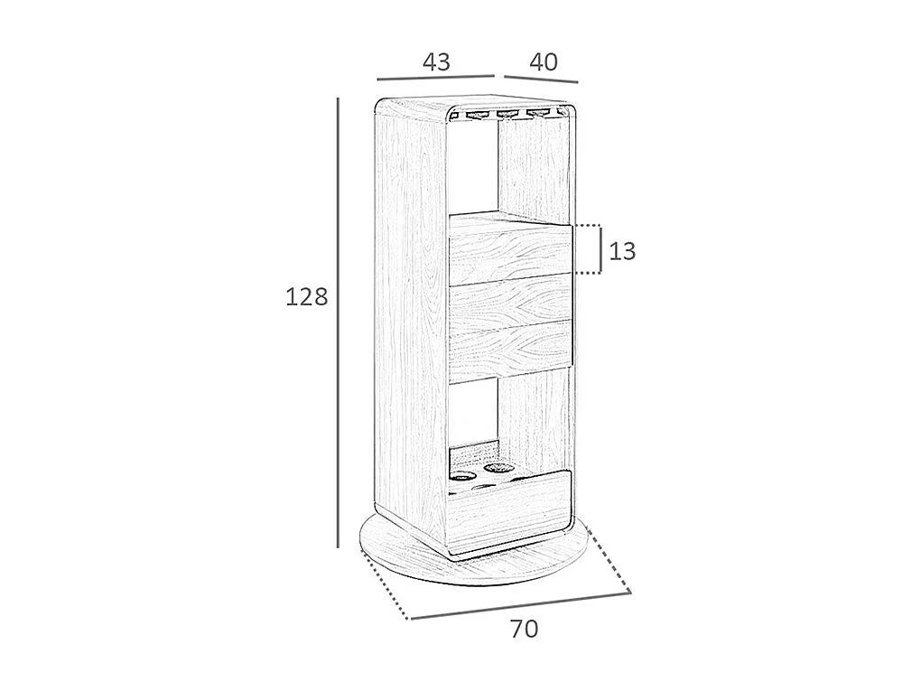 Meuble bar pivotant en noyer 3115 ANGEL CERDA