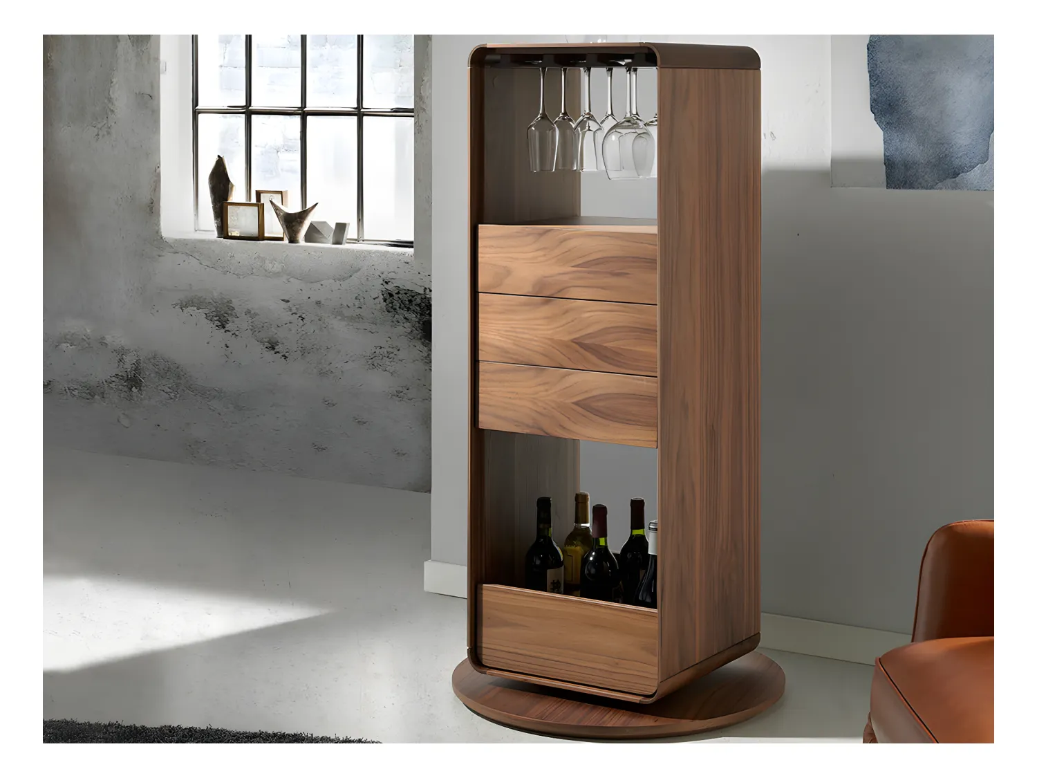 Drehbarer Barschrank aus Nussbaum  3115 ANGEL CERDA