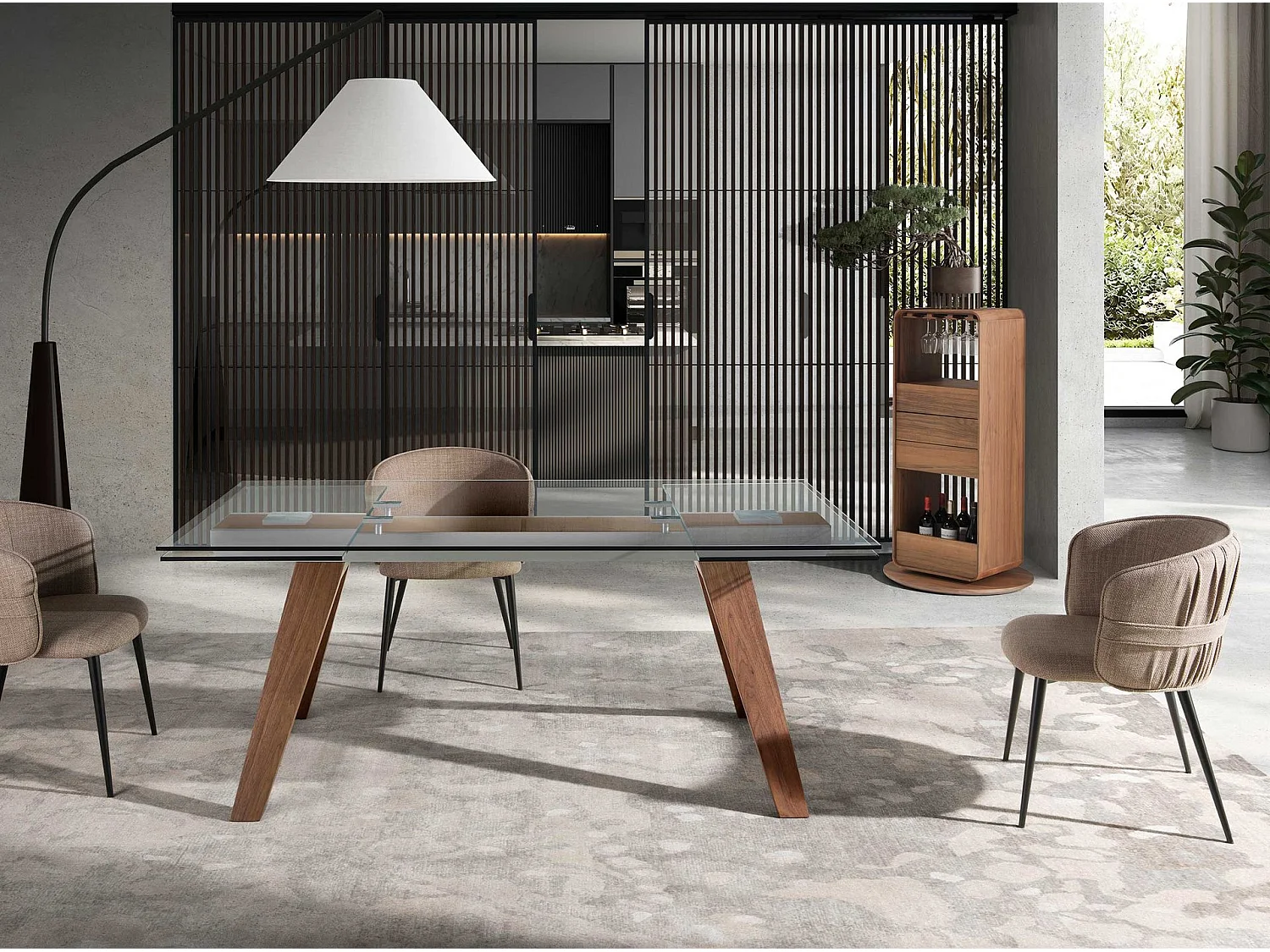 Meuble bar pivotant en noyer 3115 ANGEL CERDA