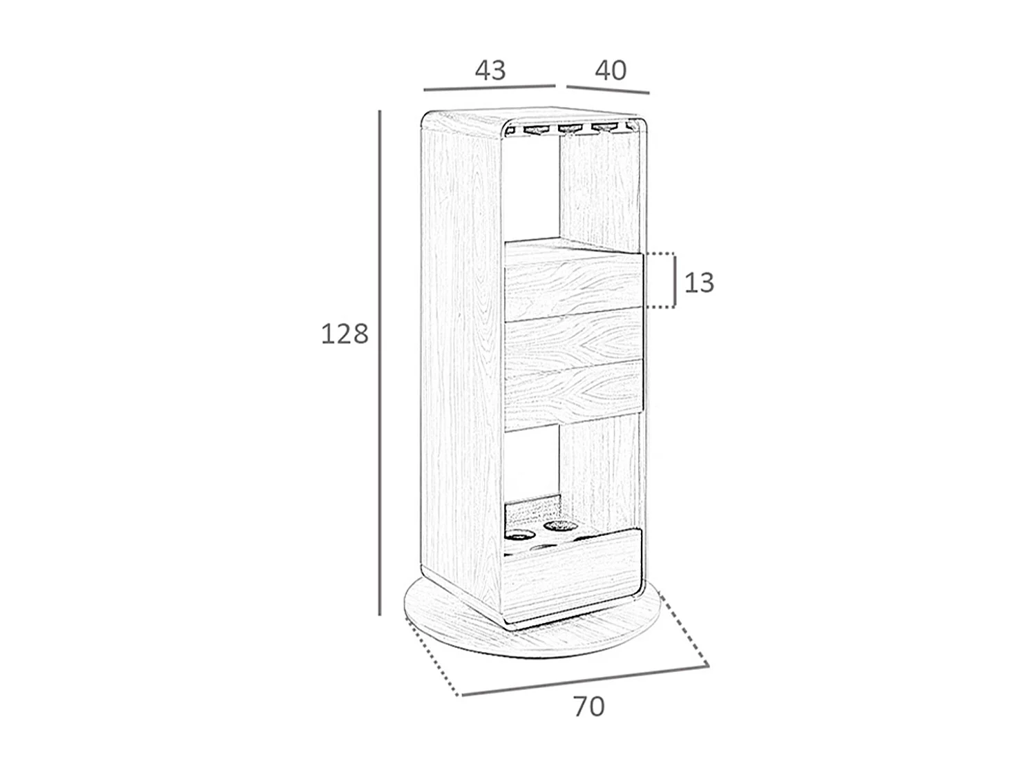 Meuble bar pivotant en noyer 3115 ANGEL CERDA