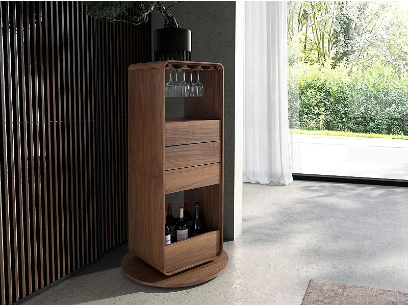 Drehbarer Barschrank aus Nussbaum 3115 ANGEL CERDA