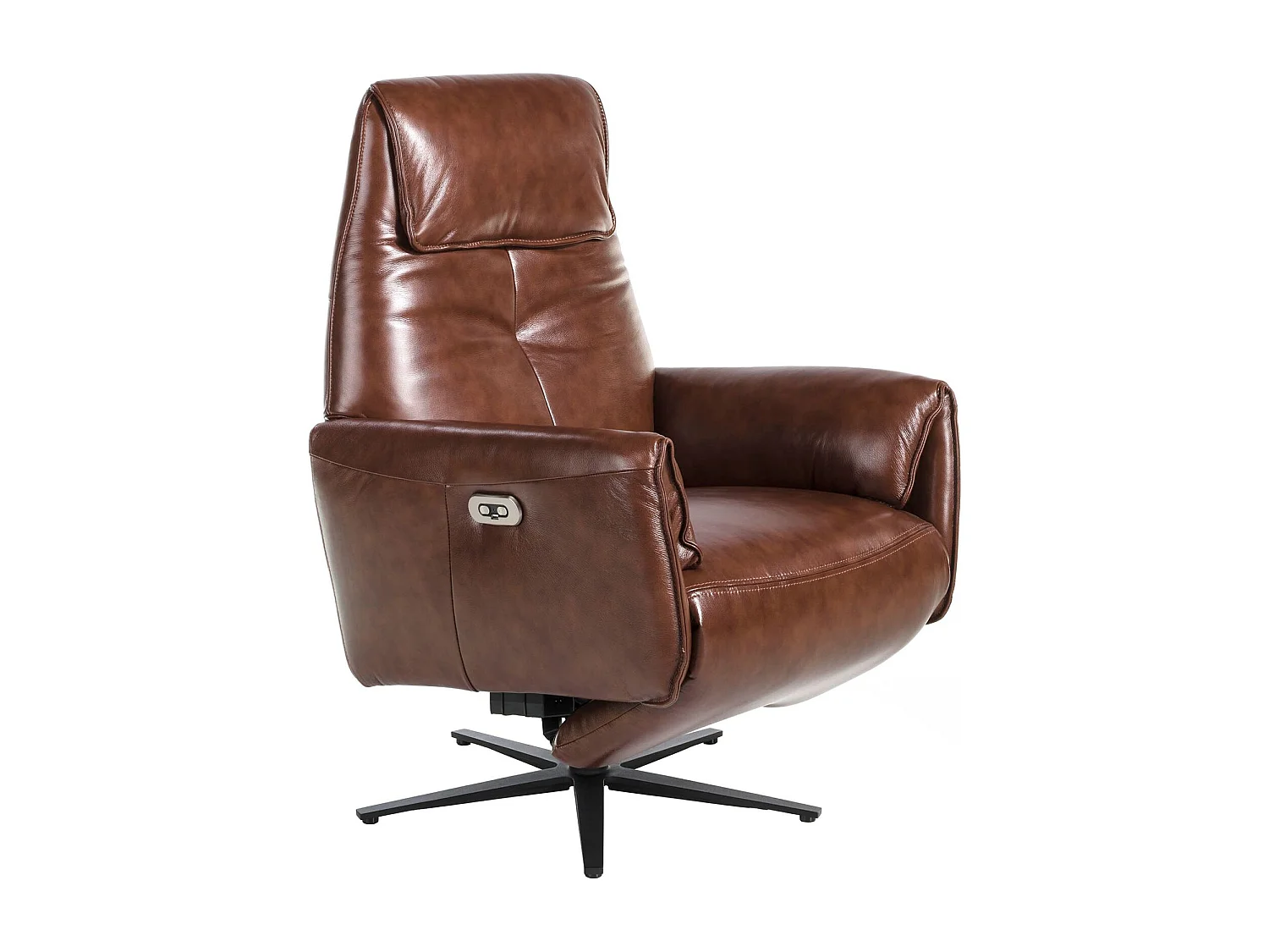Fauteuil pivotant en cuir brun chocolat 5056 ANGEL CERDA