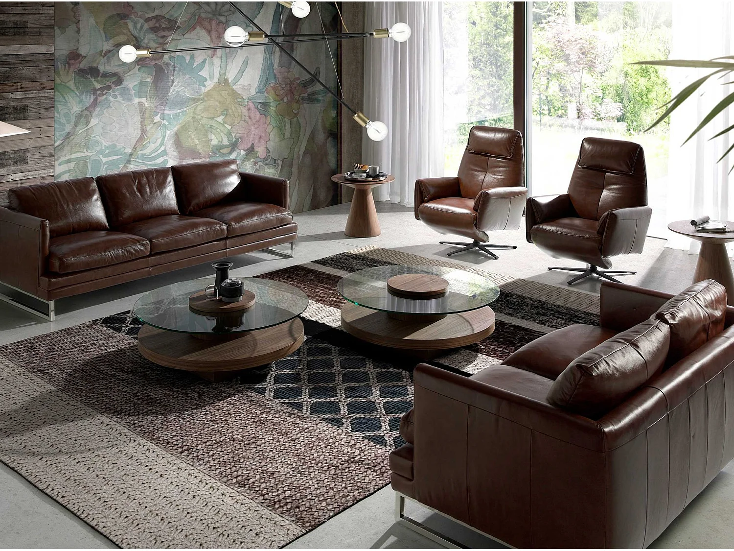 Fauteuil pivotant en cuir brun chocolat 5056 ANGEL CERDA