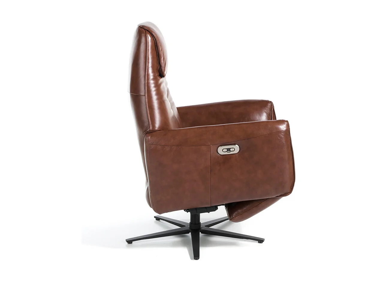 Fauteuil pivotant en cuir brun chocolat 5056 ANGEL CERDA