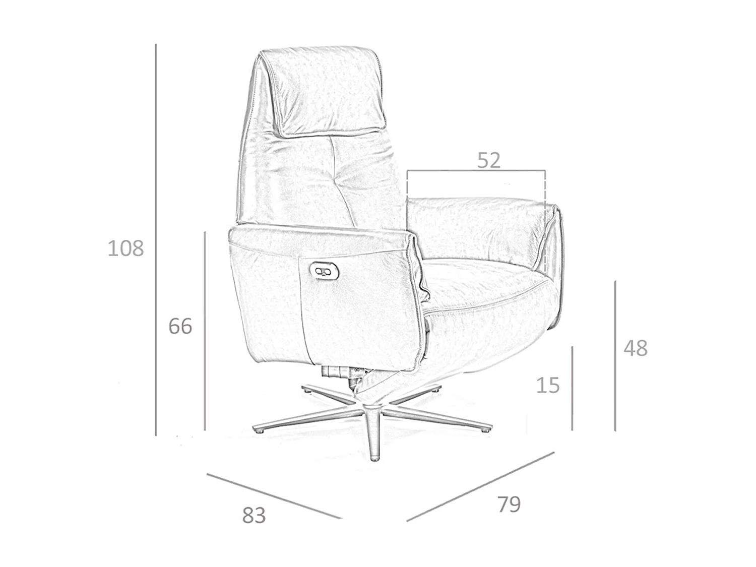 Fauteuil pivotant en cuir brun chocolat 5056 ANGEL CERDA