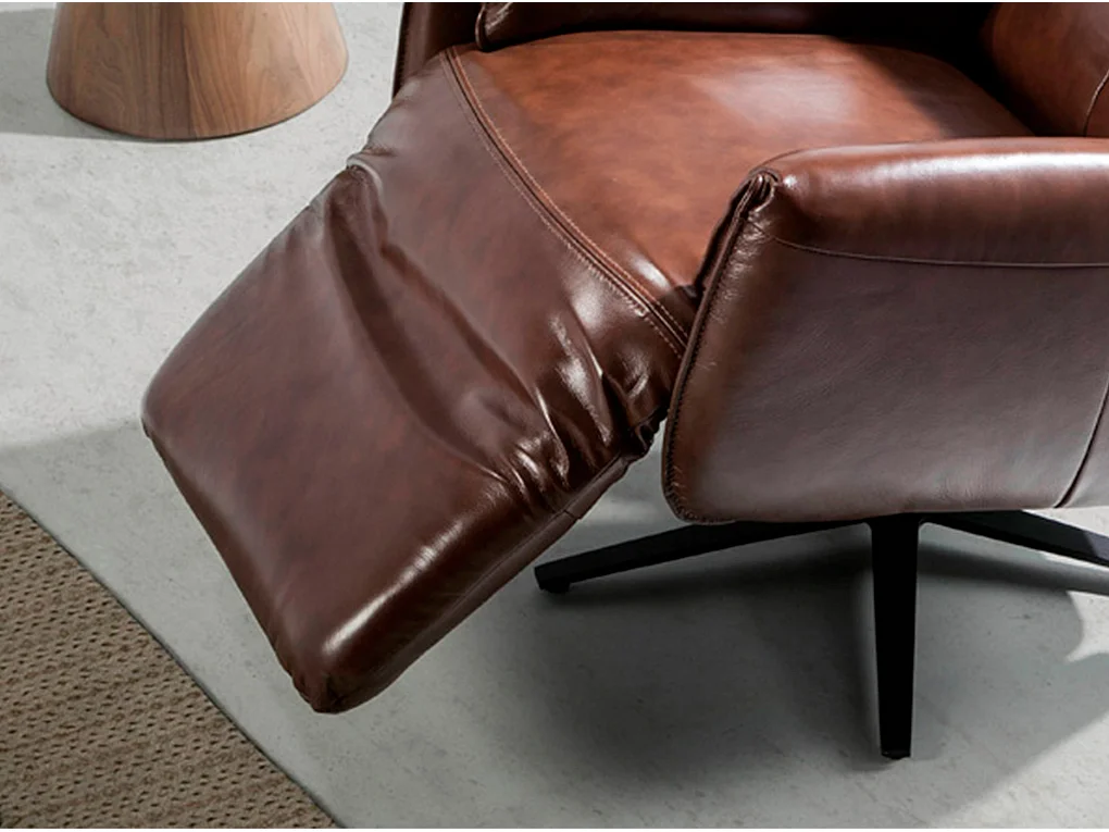 Fauteuil pivotant en cuir brun chocolat 5056 ANGEL CERDA