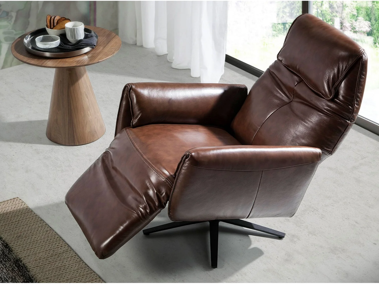 Drehsessel aus Leder, schokoladenbraun 5056 ANGEL CERDA