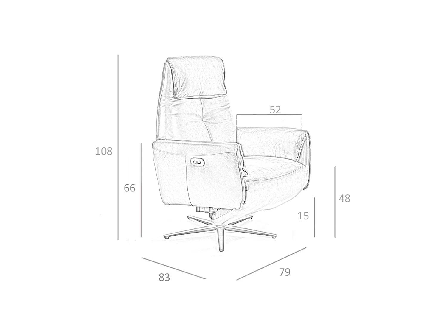 Drehsessel aus Leder, schokoladenbraun 5056 ANGEL CERDA