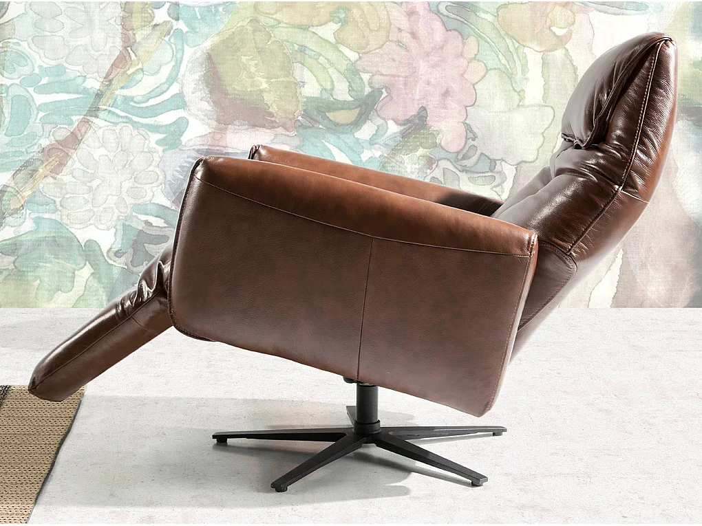 Chocoladebruine leren draaifauteuil 5056 ANGEL CERDA