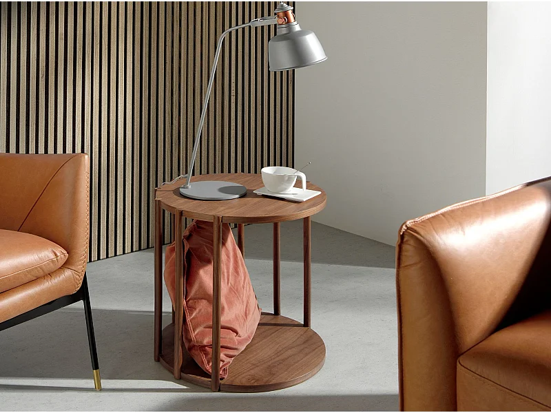 Runder Ecktisch aus Nussbaumholz 2039 ANGEL CERDA