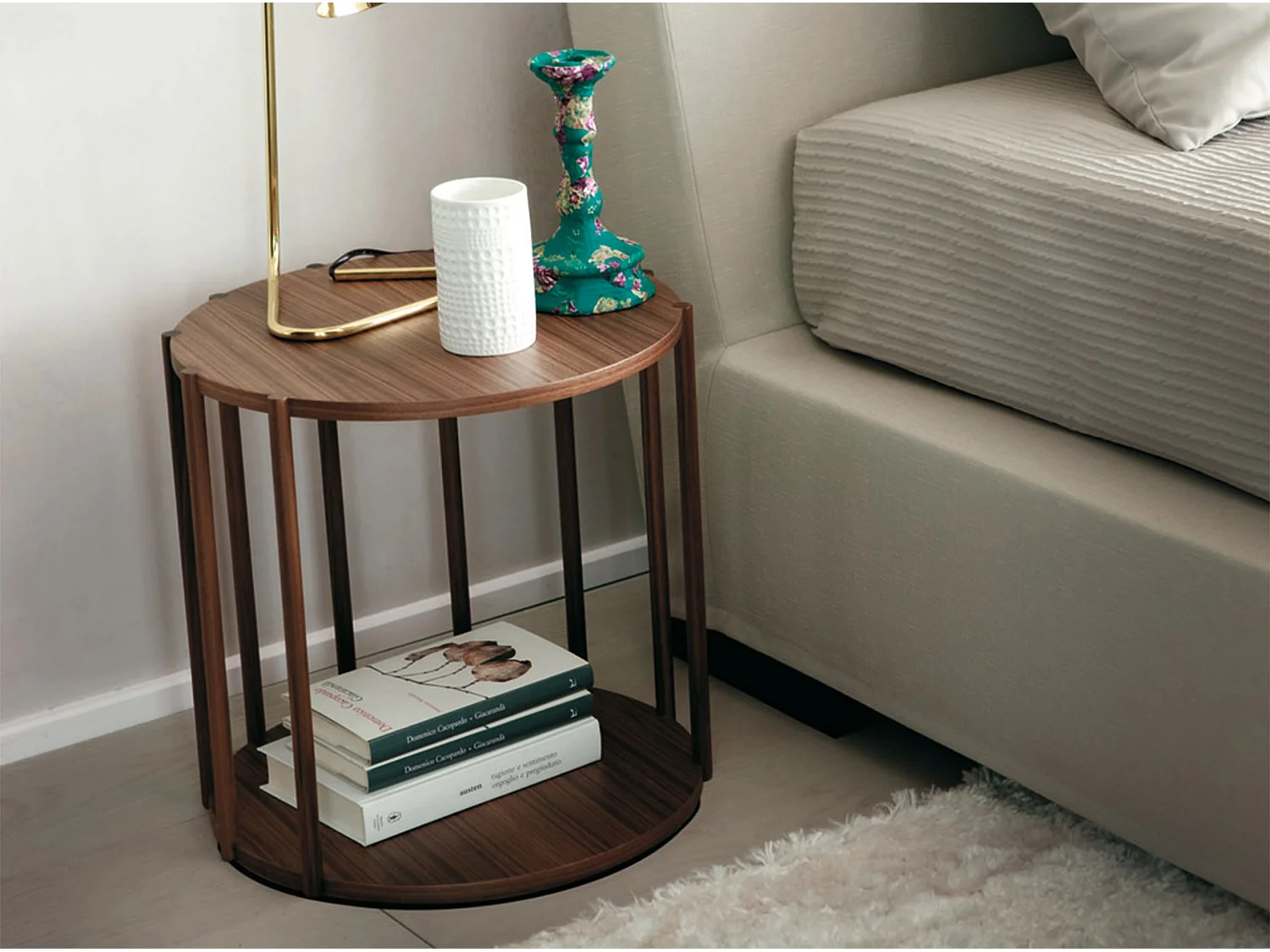 Okrągły stół narożny z orzecha włoskiego 2039 ANGEL CERDA