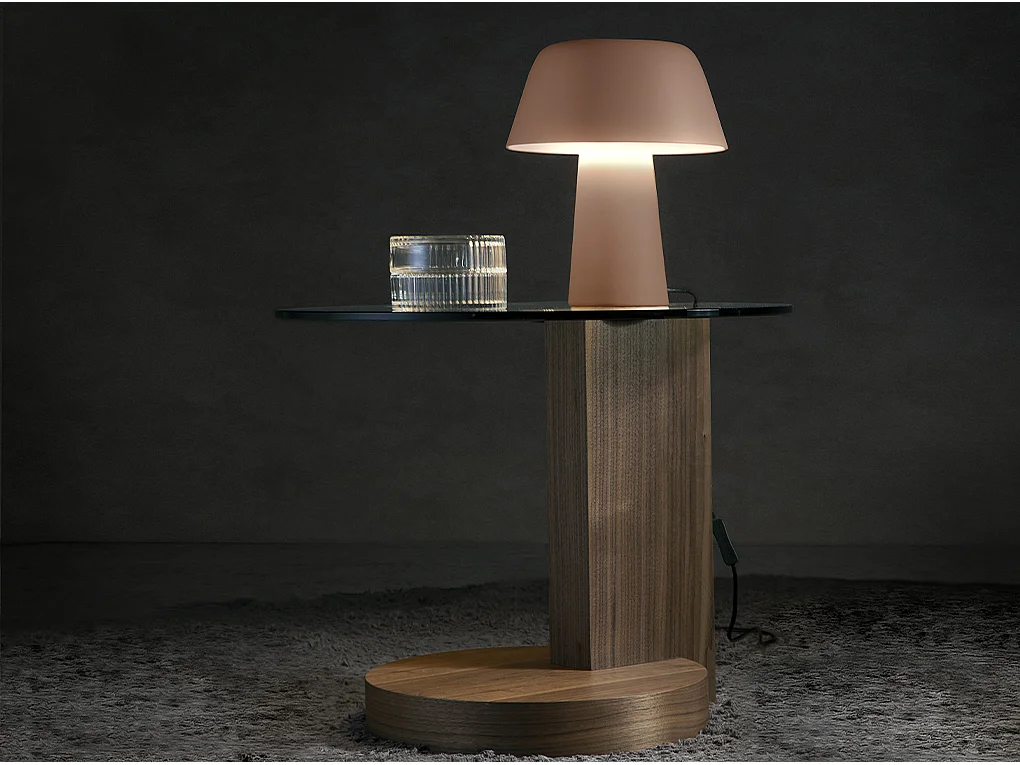 Table d'angle de noyer et verre 2036 ANGEL CERDA